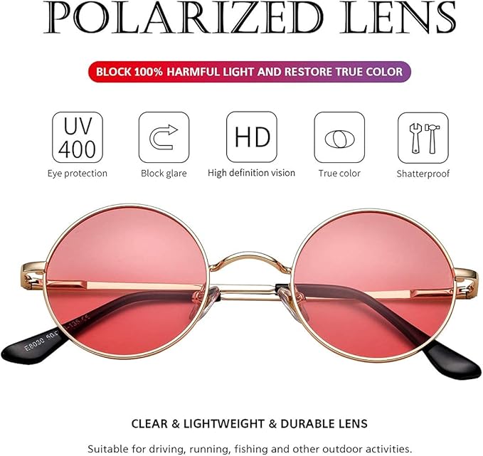 Women's Retro Small Round Metal Frame Sunglasses
