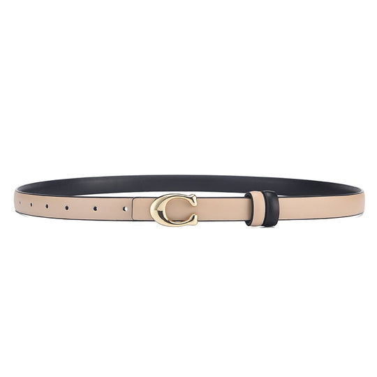 Women's Reversible Slim Belt with Gold C-Buckle