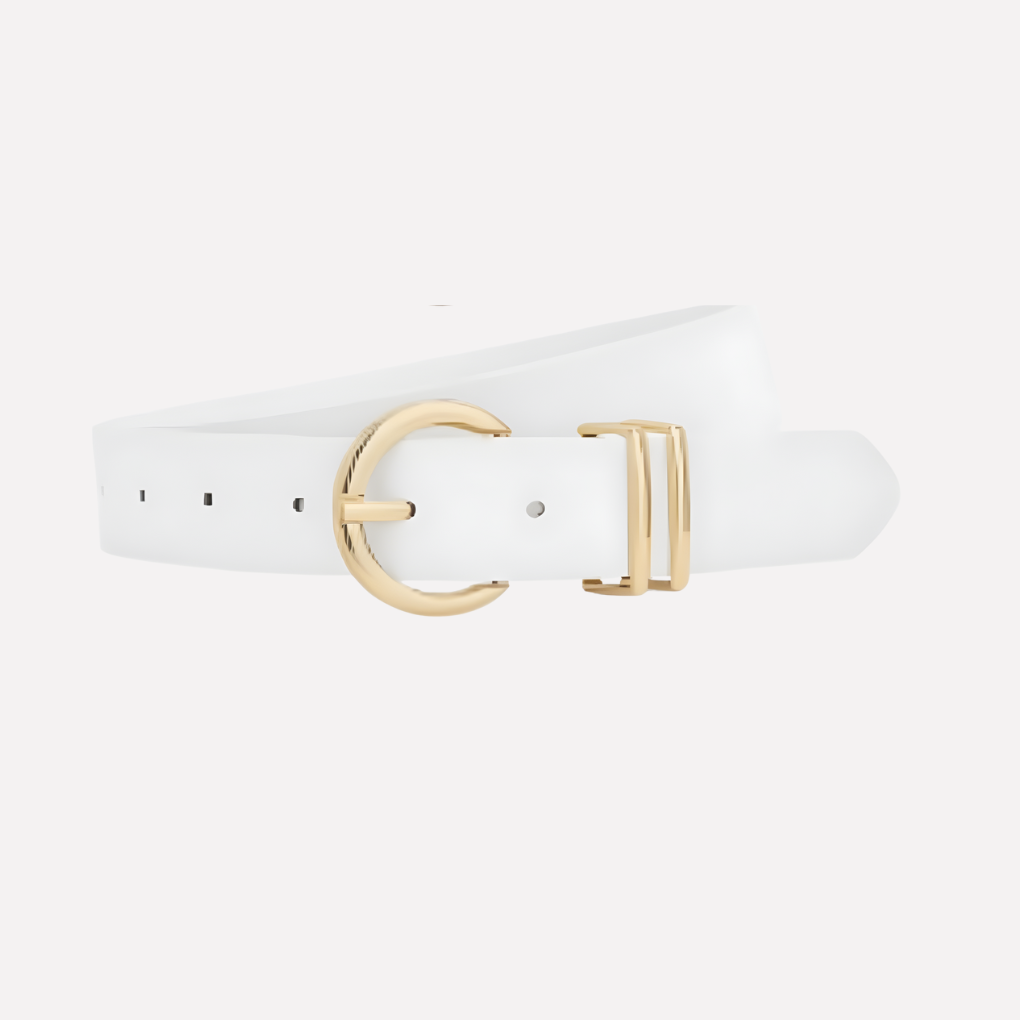 Women's Slim Round Buckle Belt Gold-Tone