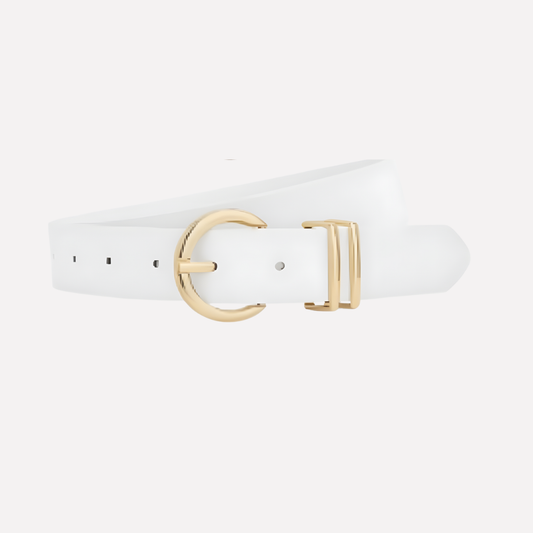 Women's Slim Round Buckle Belt Gold-Tone